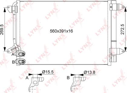 LYNXauto RC-0528 - Конденсатор кондиционера avtokuzovplus.com.ua