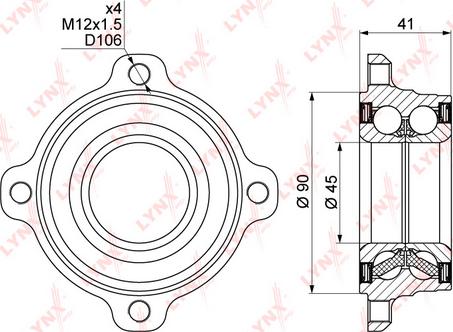 LYNXauto WB-1472 - Комплект підшипника маточини колеса autocars.com.ua