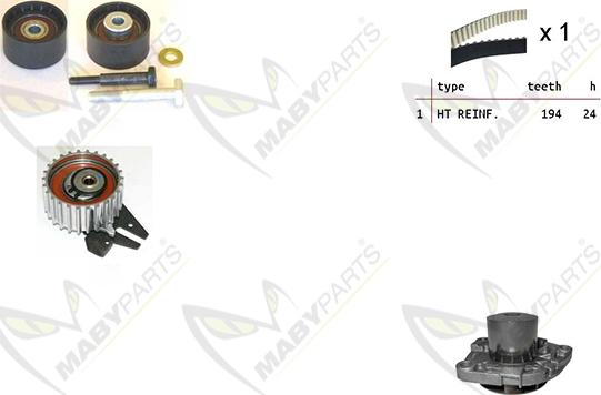 Mabyparts OBKWP0054 - Водяний насос + комплект зубчатого ременя autocars.com.ua