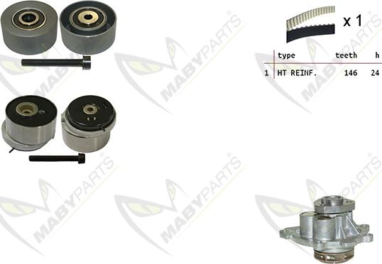 Mabyparts OBKWP0124 - Водяной насос + комплект зубчатого ремня autodnr.net