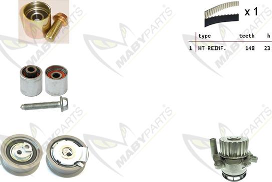 Mabyparts OBKWP0164 - Водяний насос + комплект зубчатого ременя autocars.com.ua