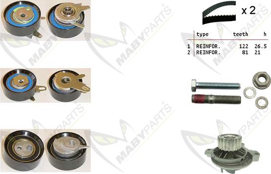 Mabyparts OBKWP0169 - Водяний насос + комплект зубчатого ременя autocars.com.ua