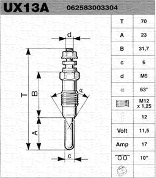 Magneti Marelli 062900002304 - Свічка розжарювання autocars.com.ua