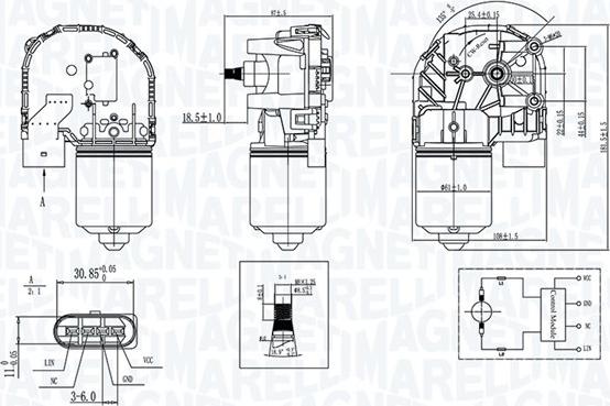 Magneti Marelli 064376200010 - Двигатель стеклоочистителя avtokuzovplus.com.ua