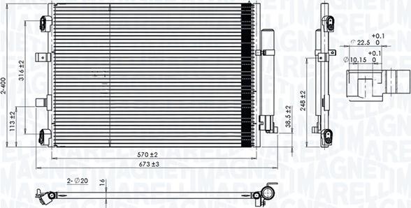 Magneti Marelli 350203106500 - Конденсатор, кондиціонер autocars.com.ua