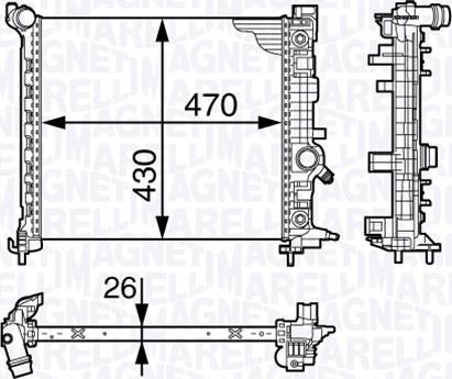 Magneti Marelli 350213143500 - Радиатор, охлаждение двигателя avtokuzovplus.com.ua