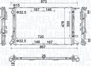 Magneti Marelli 350213152100 - Радіатор, охолодження двигуна autocars.com.ua