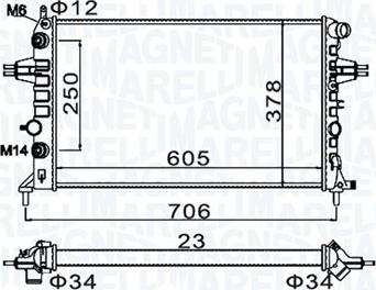 Magneti Marelli 350213158200 - Радіатор, охолодження двигуна autocars.com.ua