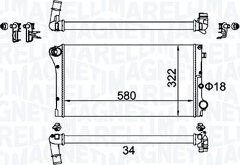 Magneti Marelli 350213161500 - Радіатор, охолодження двигуна autocars.com.ua