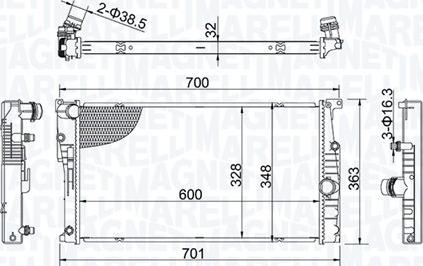 Magneti Marelli 350213202400 - Радіатор, охолодження двигуна autocars.com.ua