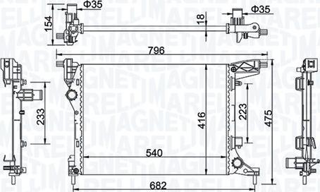 Magneti Marelli 350213203300 - Радіатор, охолодження двигуна autocars.com.ua