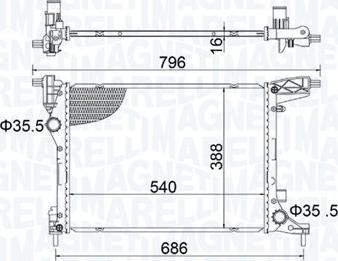 Magneti Marelli 350213203700 - Радіатор, охолодження двигуна autocars.com.ua