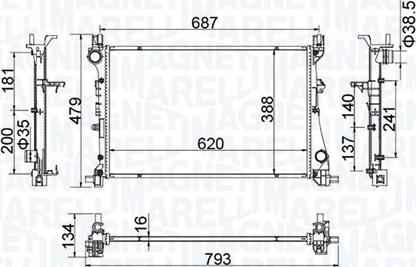 Magneti Marelli 350213203900 - Радіатор, охолодження двигуна autocars.com.ua