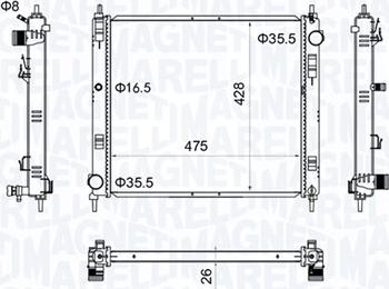 Magneti Marelli 350213205500 - Радиатор, охлаждение двигателя avtokuzovplus.com.ua