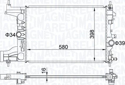 Magneti Marelli 350213206200 - Радиатор, охлаждение двигателя autodnr.net