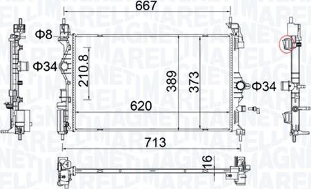 Magneti Marelli 350213206900 - Радіатор, охолодження двигуна autocars.com.ua