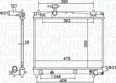 Magneti Marelli 350213208400 - Радиатор, охлаждение двигателя avtokuzovplus.com.ua