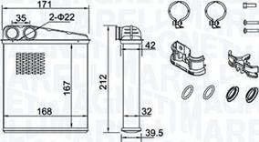 Magneti Marelli 350218440000 - Теплообмінник, опалення салону autocars.com.ua