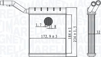 Magneti Marelli 350218480000 - Теплообмінник, опалення салону autocars.com.ua