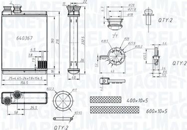 Magneti Marelli 350218486000 - Теплообмінник, опалення салону autocars.com.ua