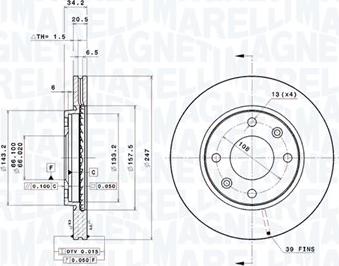 Magneti Marelli 360406040501 - Тормозной диск autodnr.net