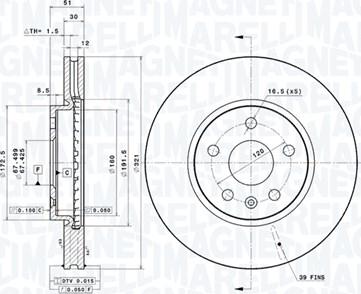 Magneti Marelli 360406080801 - Гальмівний диск autocars.com.ua