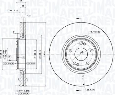 Magneti Marelli 360406093001 - Тормозной диск autodnr.net