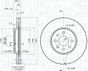 Magneti Marelli 360406108100 - Гальмівний диск autocars.com.ua