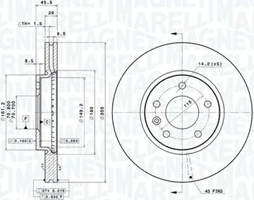 Magneti Marelli 360406108701 - Тормозной диск avtokuzovplus.com.ua