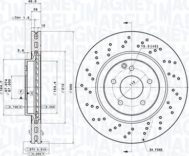 Magneti Marelli 360406113001 - Тормозной диск avtokuzovplus.com.ua