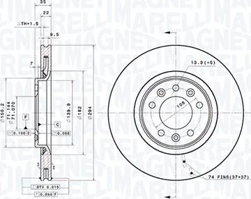 Magneti Marelli 360406182601 - Тормозной диск avtokuzovplus.com.ua