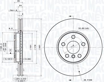 Magneti Marelli 360406184901 - Гальмівний диск autocars.com.ua