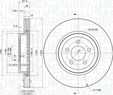 Magneti Marelli 360406186201 - Гальмівний диск autocars.com.ua