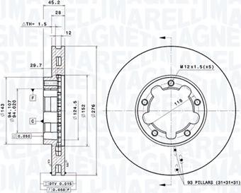 Magneti Marelli 360406212800 - Гальмівний диск autocars.com.ua