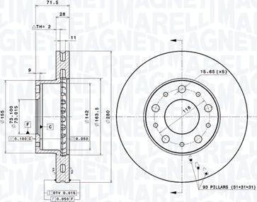 Magneti Marelli 360407100100 - Гальмівний диск autocars.com.ua