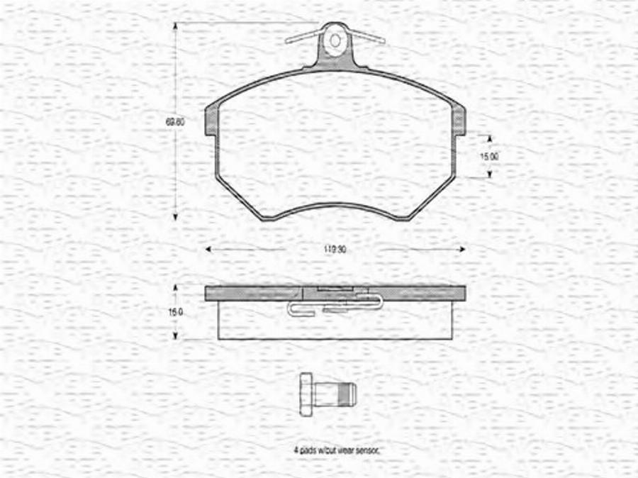 Magneti Marelli 363702160198 - Тормозные колодки, дисковые, комплект autodnr.net