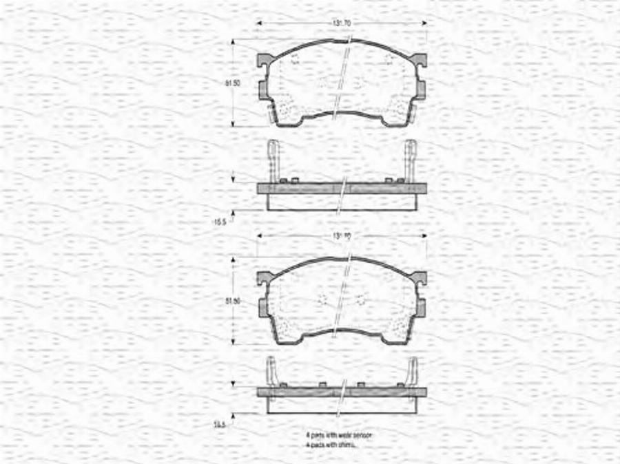 Magneti Marelli 363702160580 - Гальмівні колодки, дискові гальма autocars.com.ua