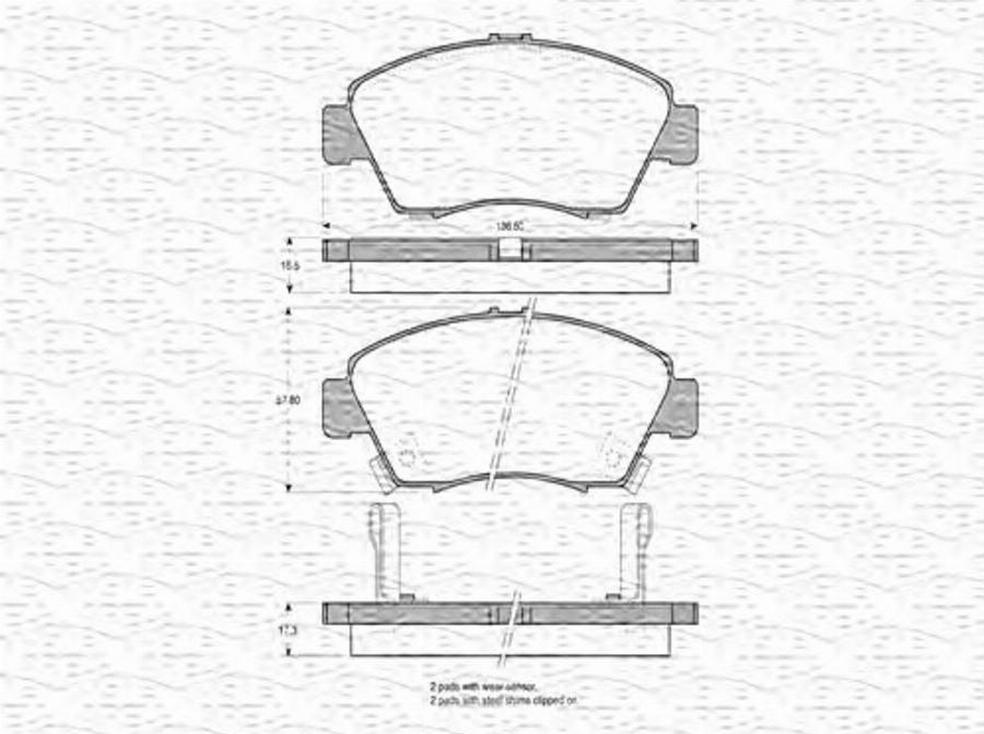 Magneti Marelli 363702160614 - Тормозные колодки, дисковые, комплект autodnr.net