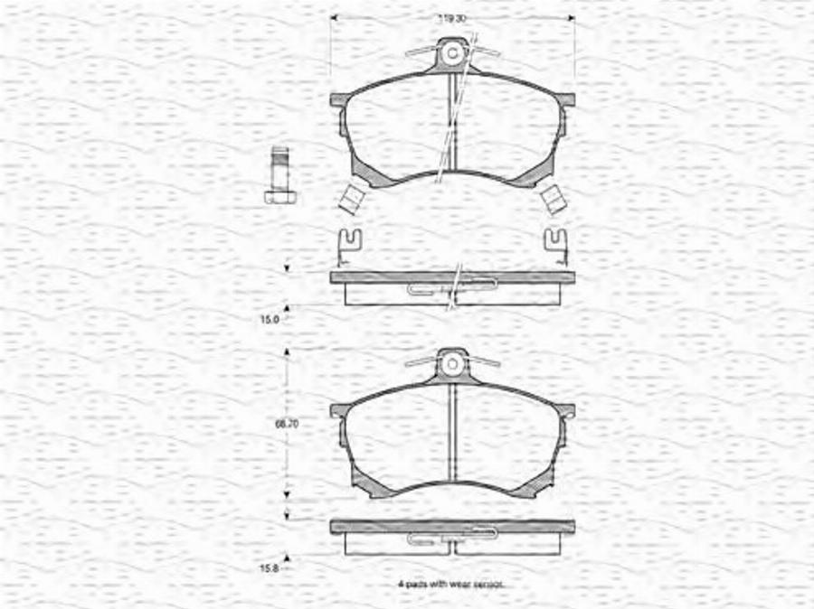 Magneti Marelli 363702160624 - Тормозные колодки, дисковые, комплект autodnr.net