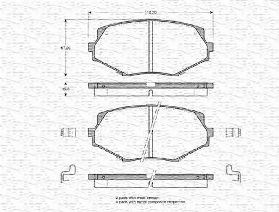 Magneti Marelli 363702160757 - Тормозные колодки, дисковые, комплект autodnr.net