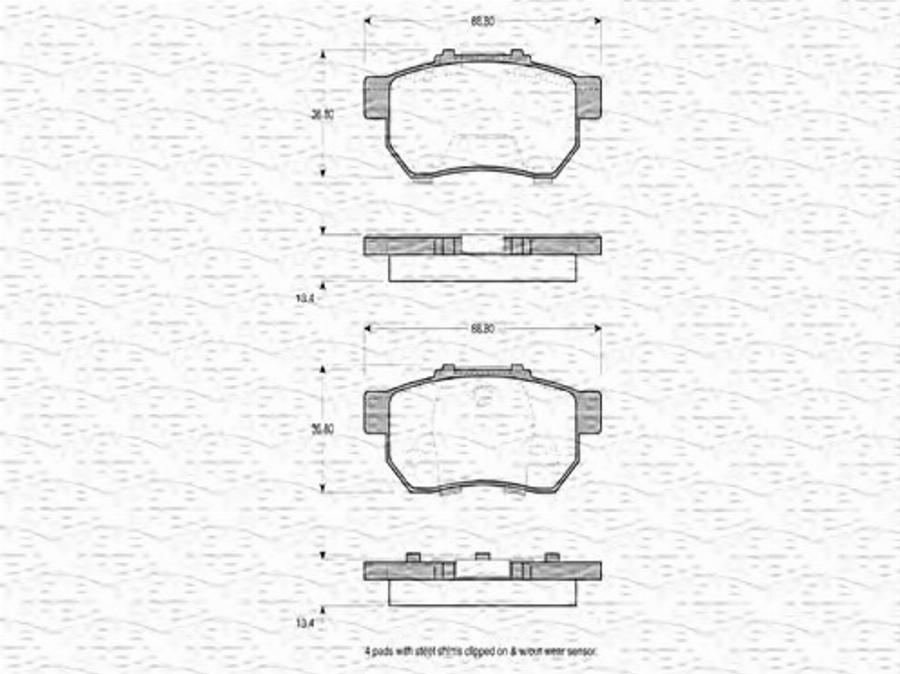 Magneti Marelli 363702160765 - Тормозные колодки, дисковые, комплект autodnr.net