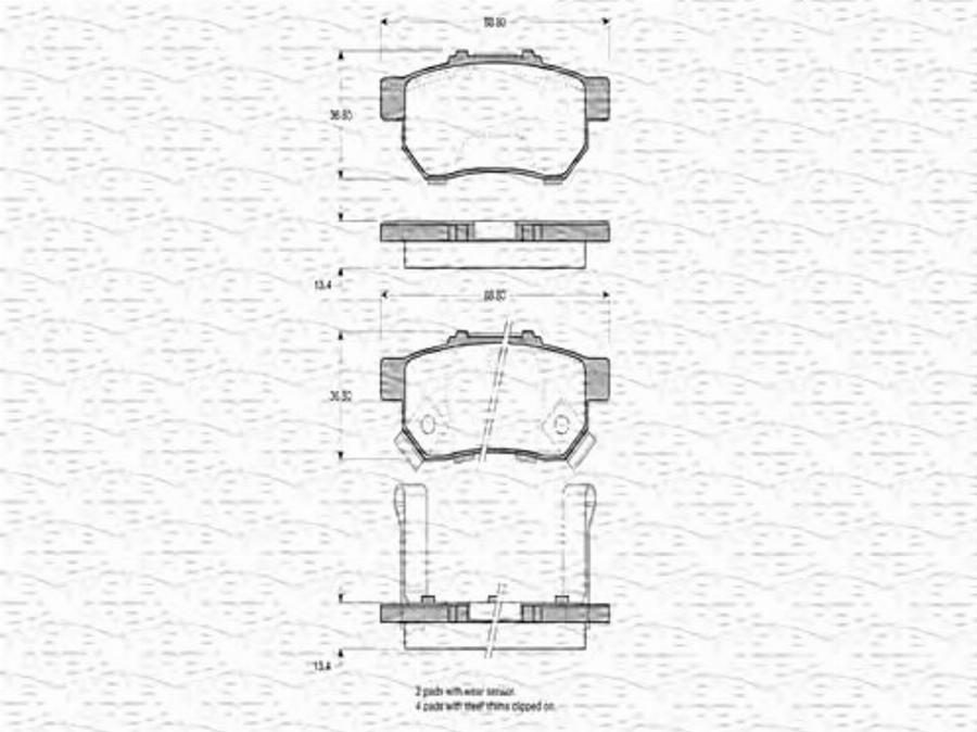 Magneti Marelli 363702160784 - Гальмівні колодки, дискові гальма autocars.com.ua