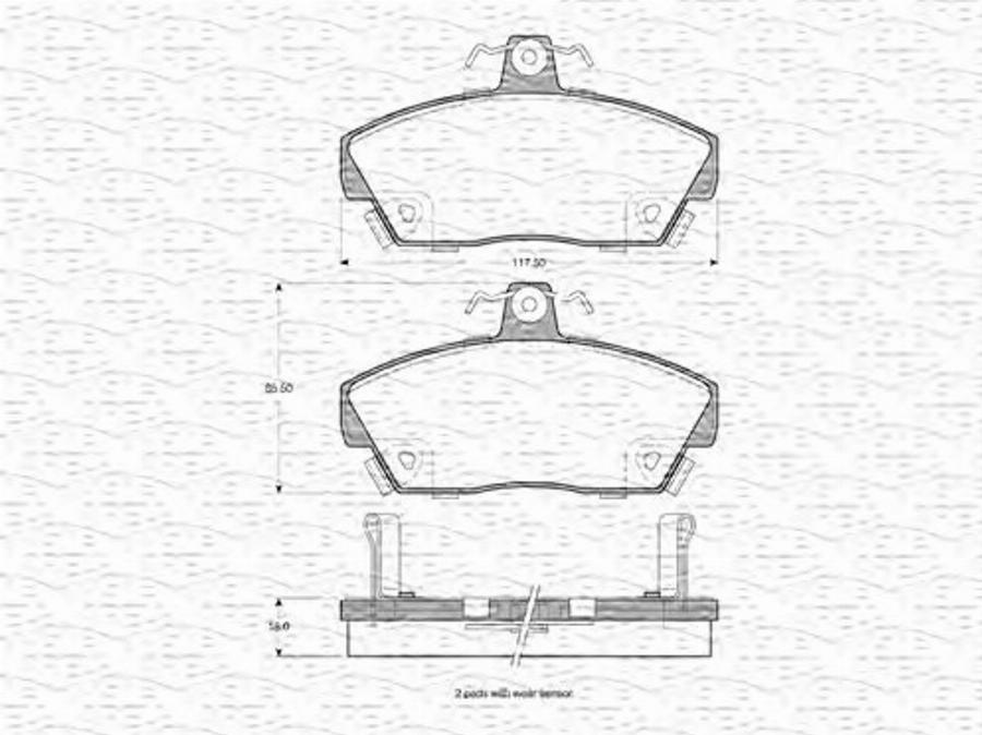 Magneti Marelli 363702160860 - Гальмівні колодки, дискові гальма autocars.com.ua