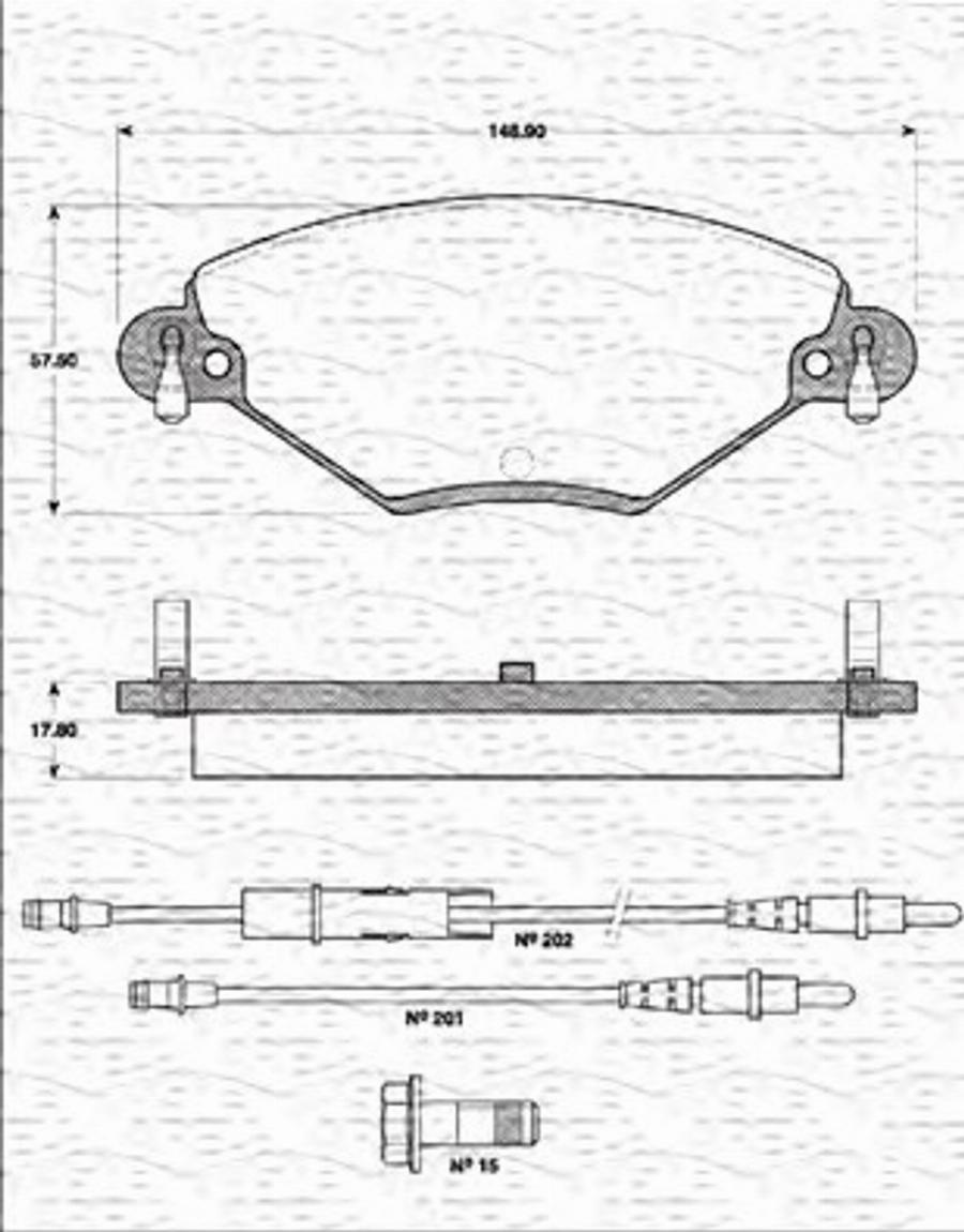 Magneti Marelli 363702161225 - Тормозные колодки, дисковые, комплект avtokuzovplus.com.ua