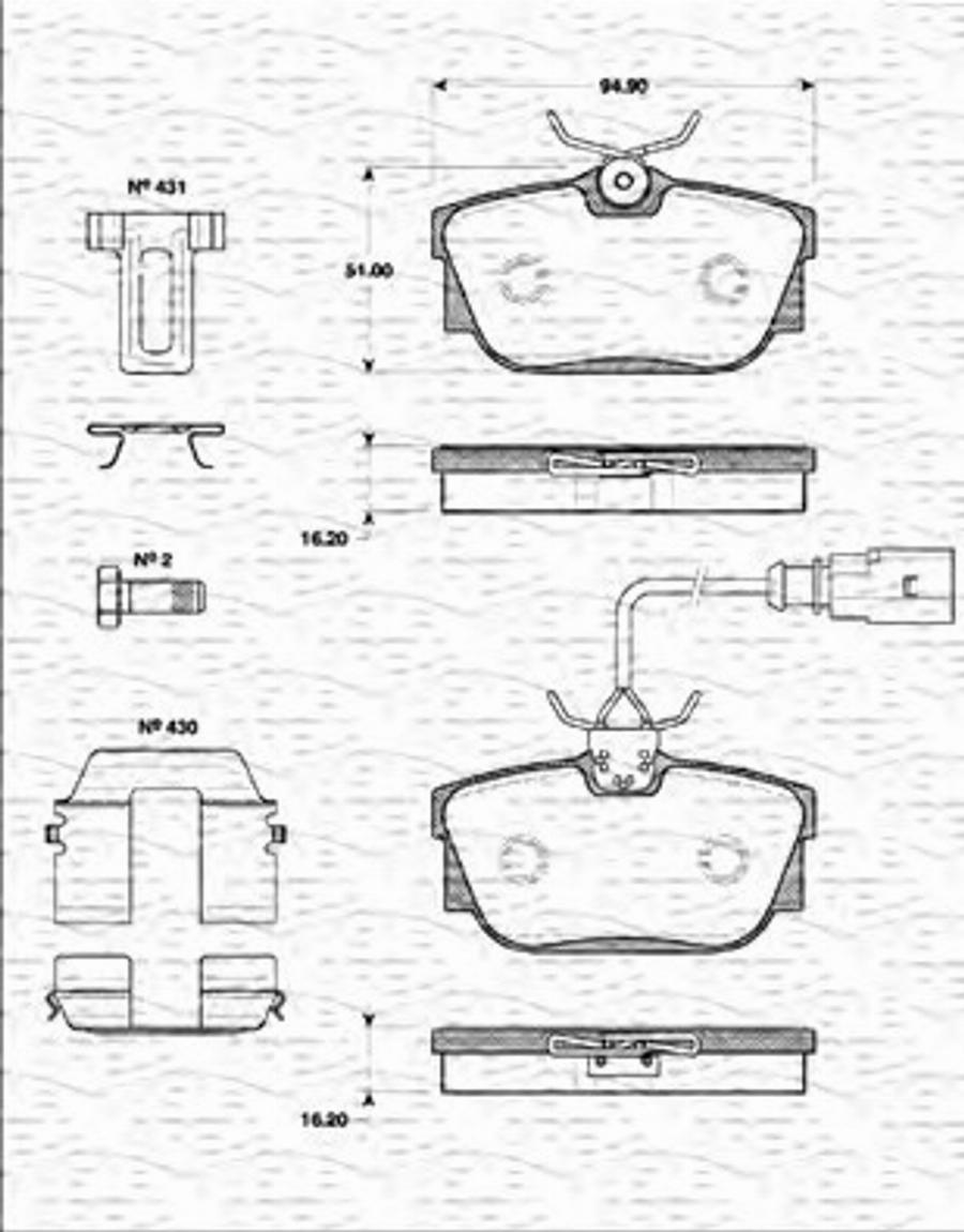 Magneti Marelli 363702161268 - Тормозные колодки, дисковые, комплект autodnr.net