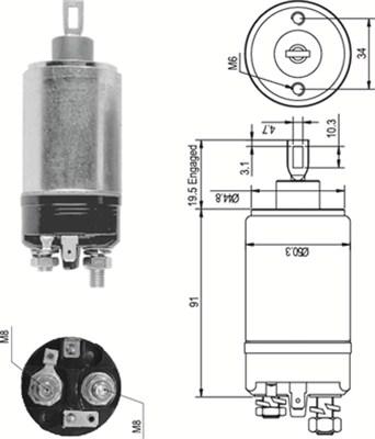 Magneti Marelli 940113050088 - Тягове реле, стартер autocars.com.ua