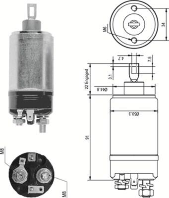 Magneti Marelli 940113050090 - Тяговое реле, стартер avtokuzovplus.com.ua