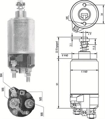 Magneti Marelli 940113050091 - Тягове реле, стартер autocars.com.ua