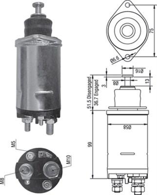 Magneti Marelli 940113050296 - Тягове реле, стартер autocars.com.ua