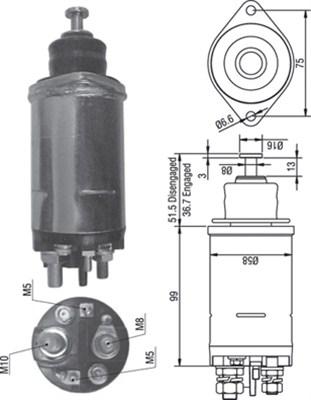 Magneti Marelli 940113050299 - Тягове реле, стартер autocars.com.ua